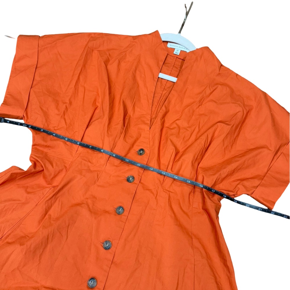 Banana‎ Republic Cotton Poplin Shirt Dress Sunset Orange Size 10 Petite - Picture 15 of 16